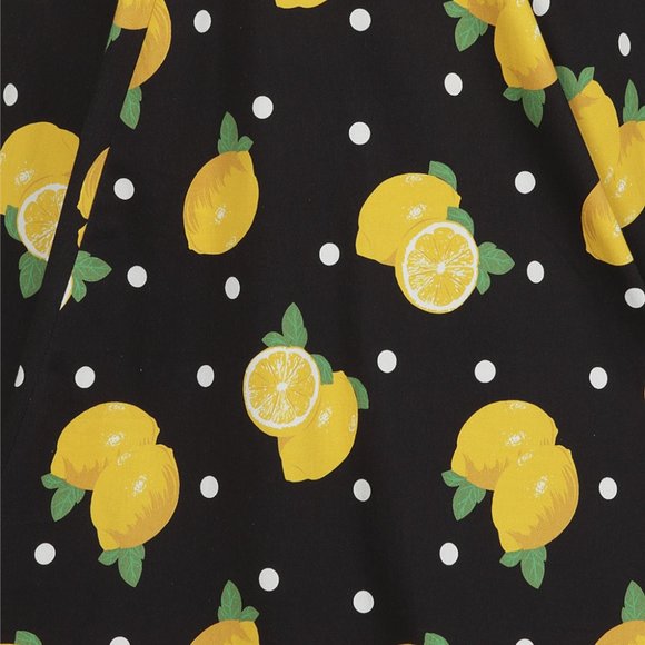 Collectif Mainline Matilde Polka Lemon Swing Skirt - Picture 5 of 11